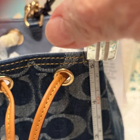 Coach Blue and Tan Mini Drawstring Bag - Picture 8 of 9